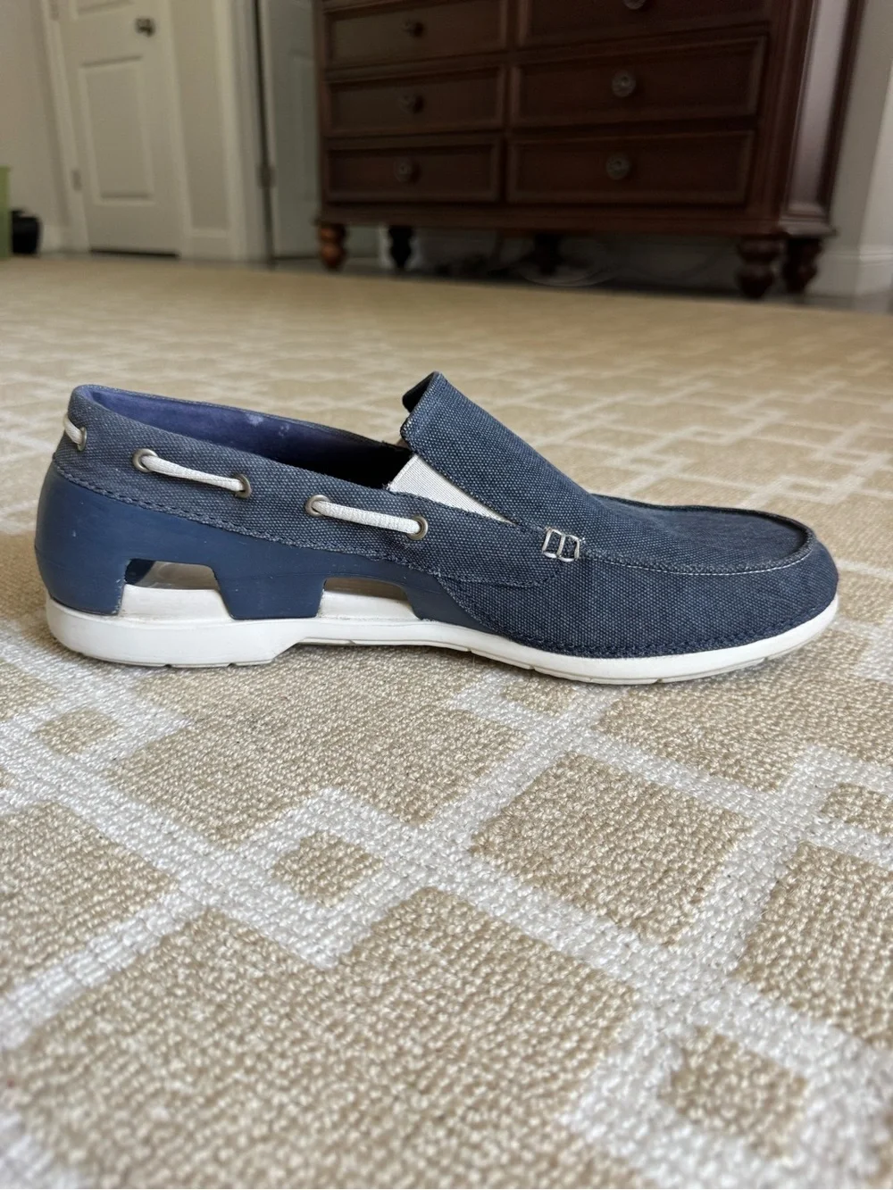 Crocs Santa Cruz Canvas Loafers Slip On Boat Shoes Navy Men’s 13